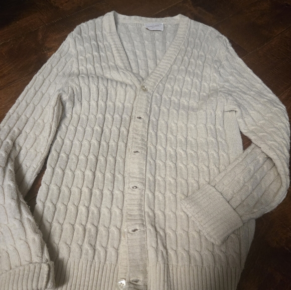 Lord & Taylor Other - Vtg LORD JEFF Cream Cardigan Cable Knit‎ Sweater size large